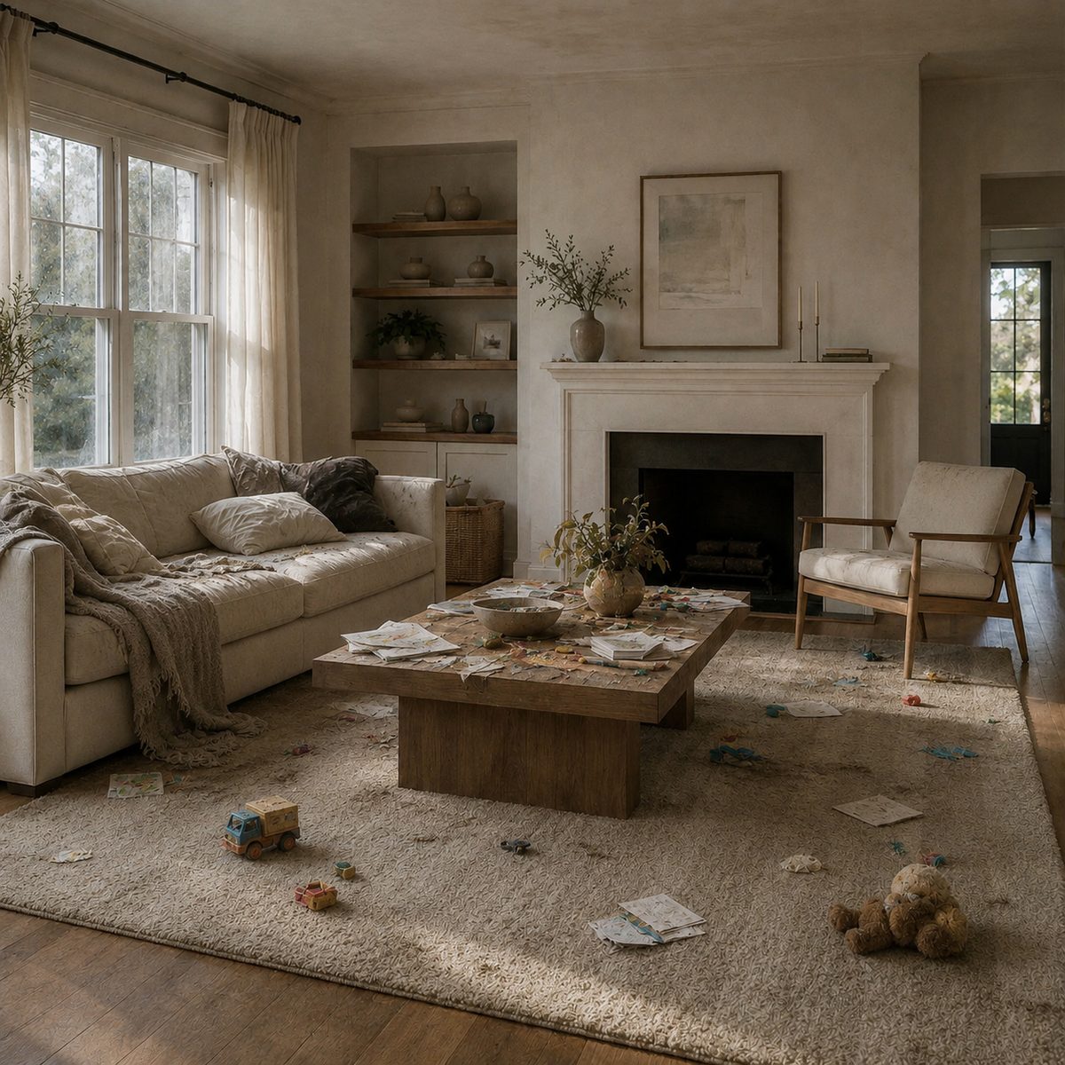 Living room before professional cleaning